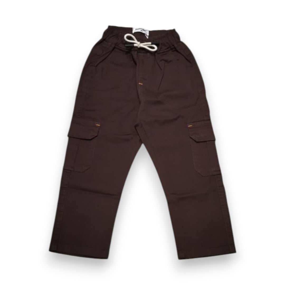 Boys Brown Cotton Pant