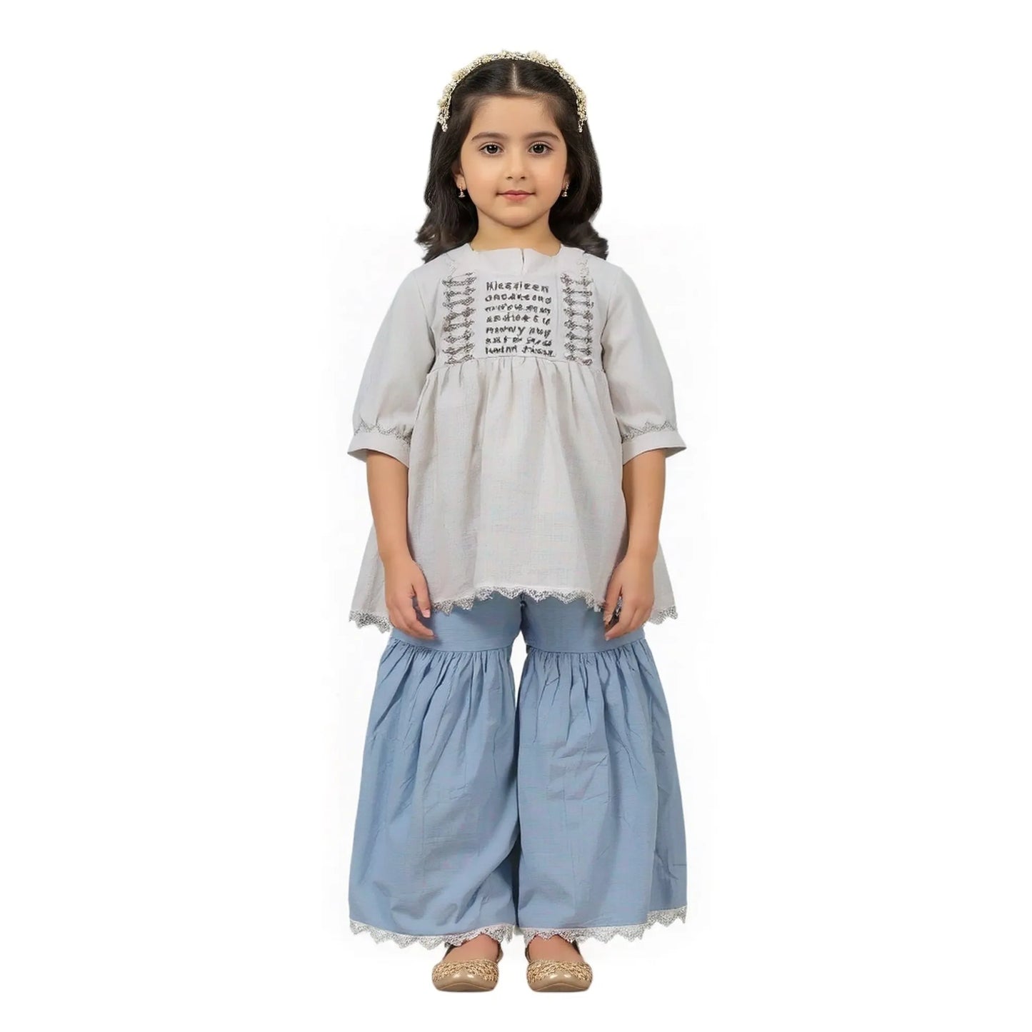 Girls White And Blue 2pc Suit