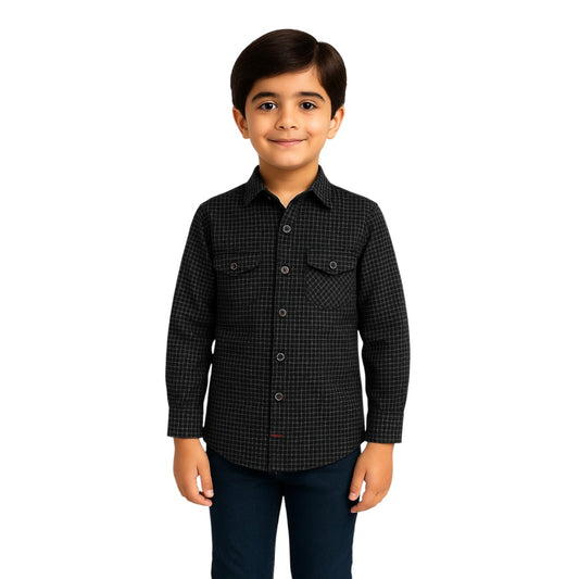 Boys Black Check Shirt
