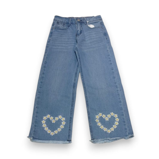 Girls Embroidered Denim Light Blue Pant