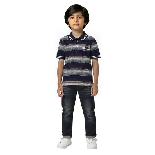 Boys Black Half Sleeves Polo Shirt