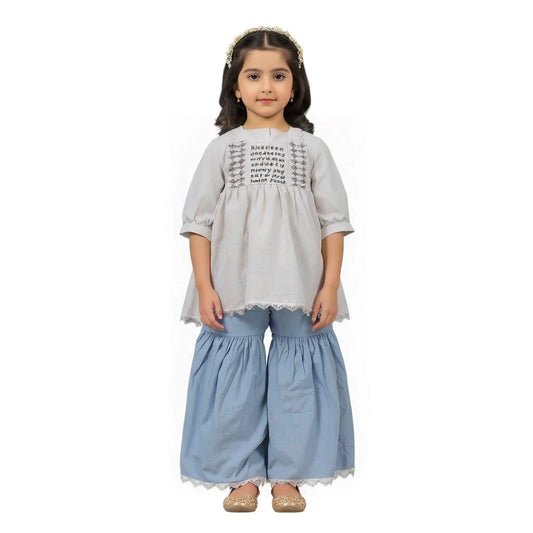 Girls White And Blue 2pc Suit