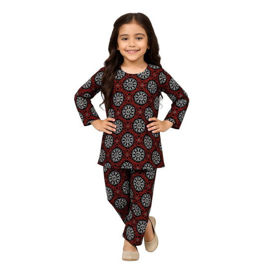 Girls Mehroon 2Pc suit